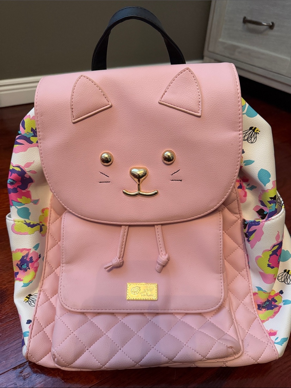 NWOT Betsey Johnson Pink Cat/ Floral Backpack